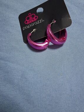 paparazzi Hot Pink Gloss Hoop Earrings